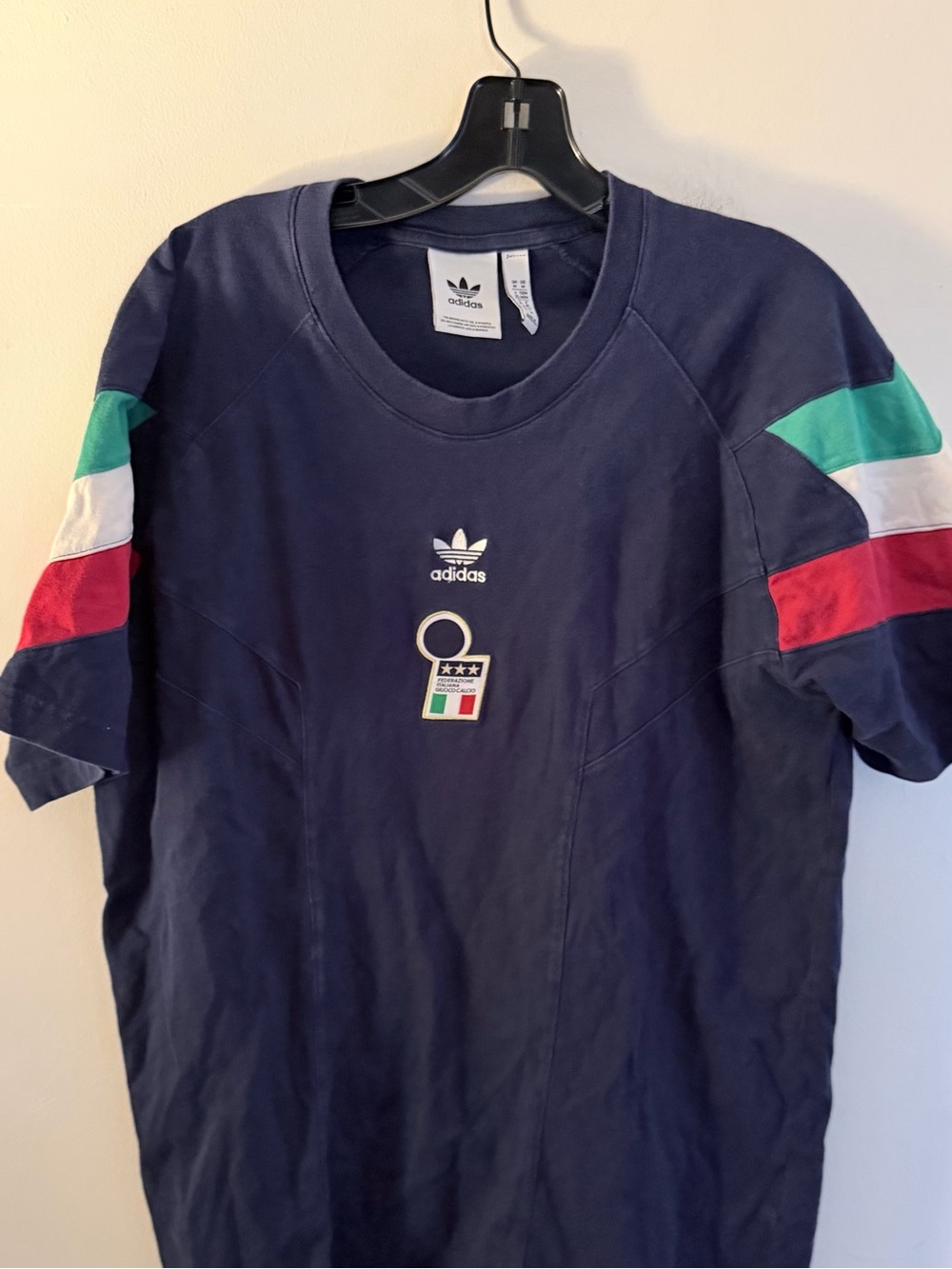 Adidas Italy FIGC Originals Tee Soccer Navy Blue IY4631 Men's Size Medium